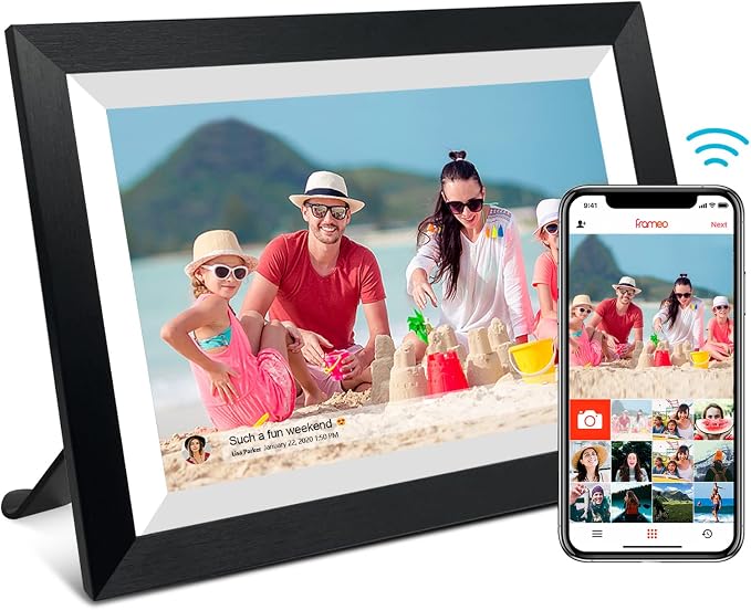 FRAMEO 10.1 Inch Smart WiFi Digital Photo Frame 1280x800 IPS LCD Touch Screen, Auto-Rotate Portrait and Landscape, Share Moments Instantly via Frameo App from Anywhere