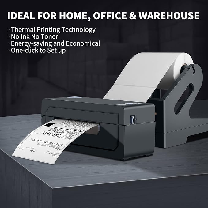 JADENS Bluetooth Thermal Shipping Label Printer – Wireless 4x6 Shipping Label Printer, Compatible with Android, iPhone, Windows & Mac, Widely Used for Ebay, Amazon, Shopify, Etsy, USPS