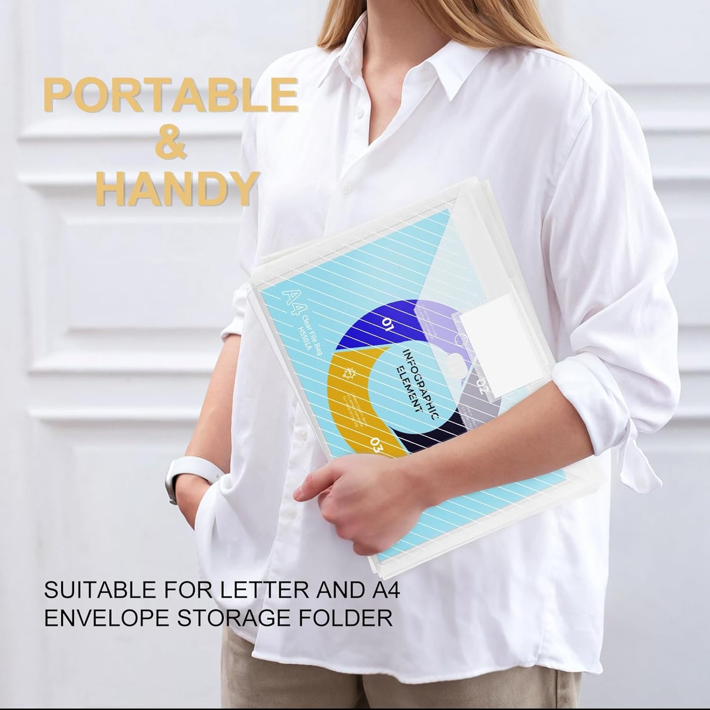 100 Pack, Clear Plastic Envelopes File Folders, HeavyDuty Document Holder with Label Pockets for Letter and A4 Size, Document Folder for School Home Work Office Organizer (100)