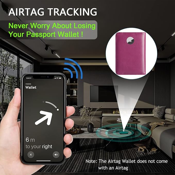 Airtag Passport Holder, Travel Essentials, Passport Cover, RFID Wallet | Passport Wallet, Travel Accessories, RFID Blocking, Synthetic Leather Card Case, International Must Haves, For Women Men