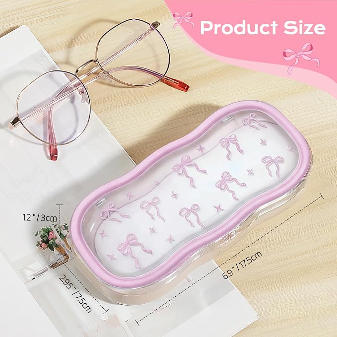 MoKo Glasses Case Hard Shell, Cute Eyeglass Case for Reading Glasses, Clear Eyeglasses Case for Women Girls