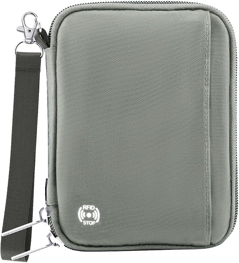 WALNEW Passport Holder for Travel, RFID Blocking Travel Walle Essentials | Travel Document Holder, Passports Wallet Pouch with Card Slots Zipper Pocket for Women Men