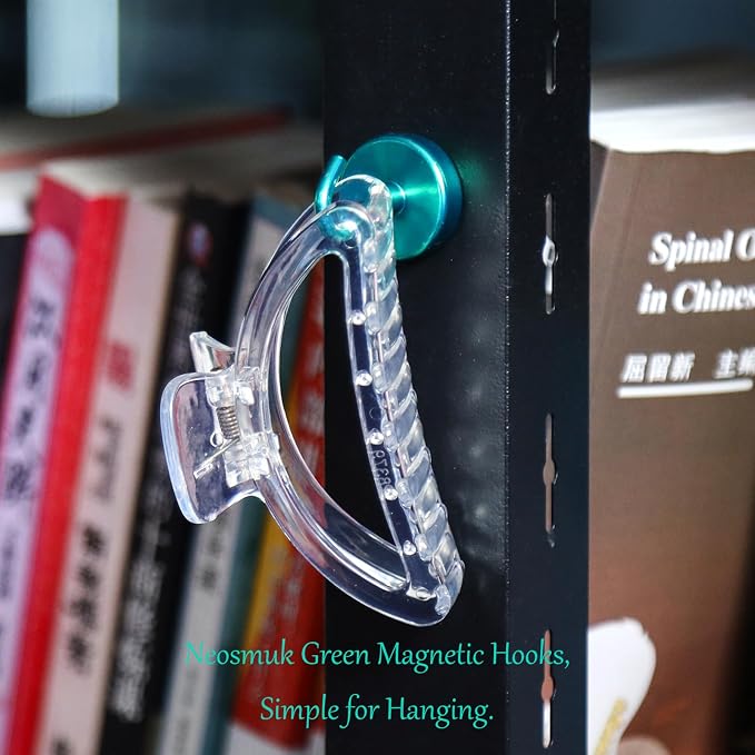 Neosmuk Magnetic Hooks, Heavy Duty 85lb+ Strong Magnet Hook for Cruise Cabins, Cruise Essentials 2026 for Hanging, Metal Wall Refrigerator Hangers (Green, 10 Pack)