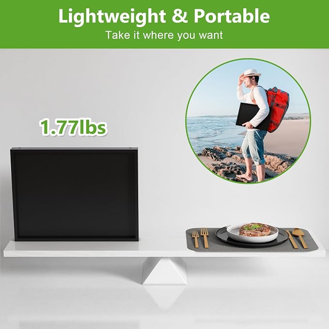 Youpehom Bamboo Bed Tray Table with Folding Legs, Medium, Black | Bamboo bed tray with folding legs, handles and raised edges for meals, laptops, reading and serving in bed or on a sofa.