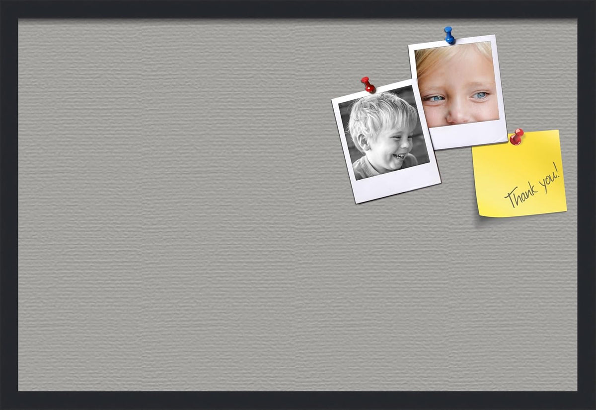 PinPix 30x20 Inch Cork Bulletin Board. This Decorative Framed Pin Board Comes with Dark Stone Design and a Satin Black Frame. Ideal for Home Office Decor or Message Board (PinPix-1808)