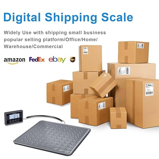 THINKSCALE Shipping Scale, 440 lb x 1 oz Heavy Duty Digital Postal Scale | Alloy Steel Platform with Hold, Tare & Backlit LCD, Package & Luggage Scale, Battery & AC Adapter Included