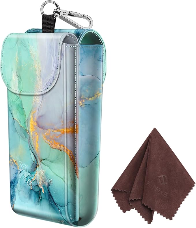FINTIE Double Glasses Case with Carabiner Hook, Portable Vegan Leather Eyeglass Case Anti-scratch Sunglasses Pouch
