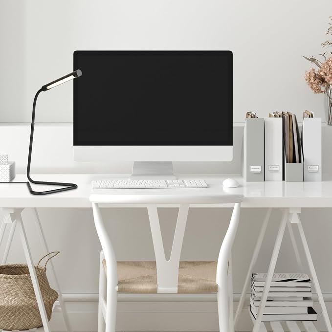 Globe Electric 56060 Arden 12" LED Integrated Desk Lamp, Adjustable Gooseneck, in-Line On Off Switch, USB Cable Included, 7 Watts, 200 Lumens,Black