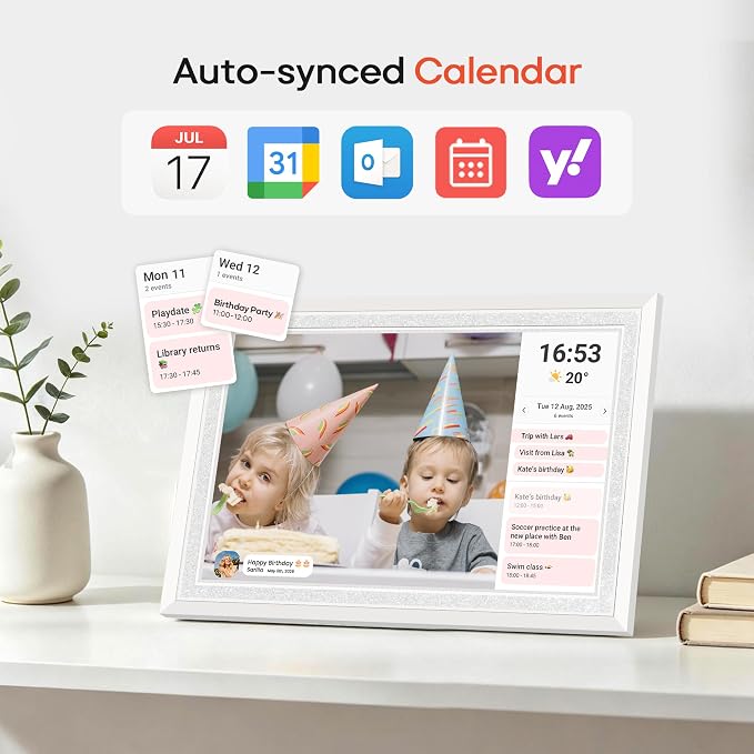 Frameo 10.1" Digital Picture Frame, Smart WiFi Digital Photo Frame with 1280x800 HD IPS Touch Screen 32GB Memory Auto-Rotate Wall Mounted, Share Photos/Videos from Phone Anywhere(White)