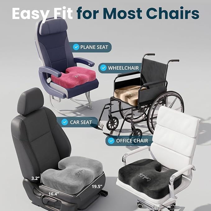 ComfiLife Extra Large Gel & Memory Foam Seat Cushion - Doctor Recommended Office Chair Cushion, Car Seat Cushion - Back & Sciatica Pain Relief - Wide Seat Cushion for Big & Tall (Black)