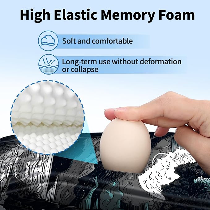 YIWEI Ergonomic Mouse Pad with Wrist Rest for Carpal Tunnel Pain Relief | Memory Foam Wrist Support,Non-Slip Rubber Base, Keyboard Computer Mousepad,Lycra Cloth Surface,Gaming Home Office