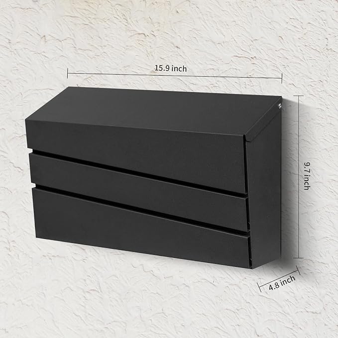 Wall-Mount Mailbox for Outside, Rust Resistant Mail Box Wall Mounted Outdoor, Galvanized Steel Morden Mailboxes (No Keys Locking)