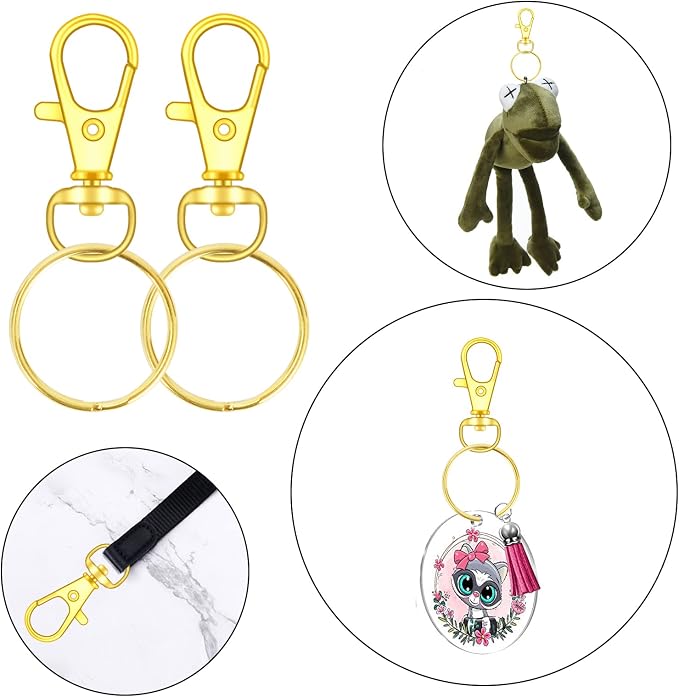 70PCS Swivel Snap Hooks with Key Rings, Metal Lobster Claw Clasp, Keychain Rings for Crafts (Gold, 1.2inch(32mm)