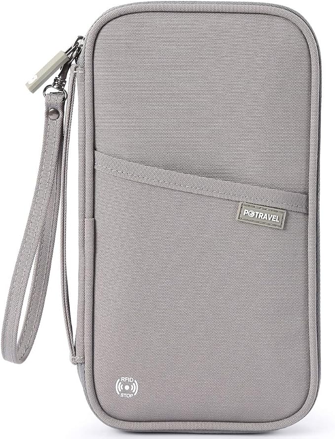 VanFn RFID Travel Passport Wallet, Family Passport Holder, Trip Document Organizer P.Travel Series (Nylon - Grey)