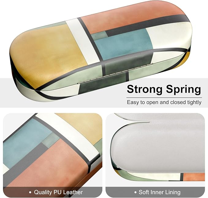Hard Shell Leather Sunglasses Case,Classic Fashionable Cute Large Glasses Case for Women Men,Sunglass Eyeglasses
