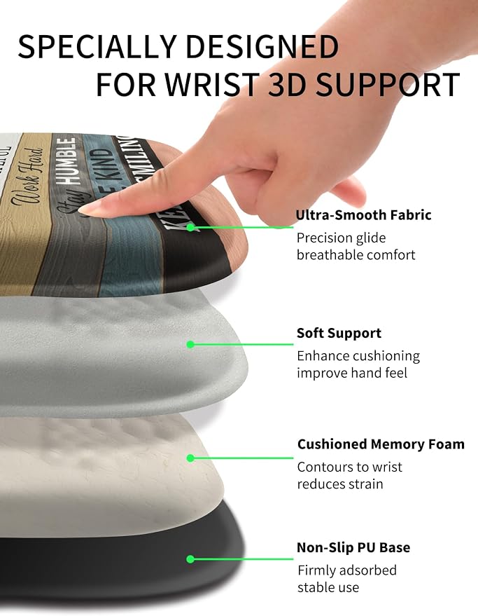Hokafenle Ergonomic Wrist-Hugging Mouse Pad Wrist Support, U-Shaped Holding Wrist Rest Mousepad for Carpal Tunnel Pain Relief with Cushioned Memory Foam Slope Massage Bulge (10.2x8.3 in,Believe)