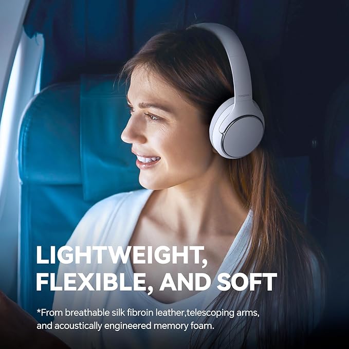 TONEMAC H2 Wireless Headphones,Over Ear Bluetooth Headphones,50H Playtime,Wireless Headset with Mic,Foldable Lightweight Bluetooth Headset with Deep Bass,HiFi Stereo Sound for Travel Work Smartphone