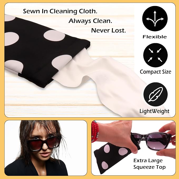 Soft Sunglasses case | Large Glasses Case Holder - Eyeglass Pouch Squeeze Top | Glasses pouch Lightweight Extra Layers
