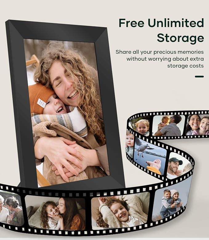 Cozyla Frame: 10.1" WiFi Digital Picture Frame with No Subscription & Unlimited Storage, Support Long Video, Electronic Photo Frame Gift for Family, Share Picture via Google Photos, App, Email, Web