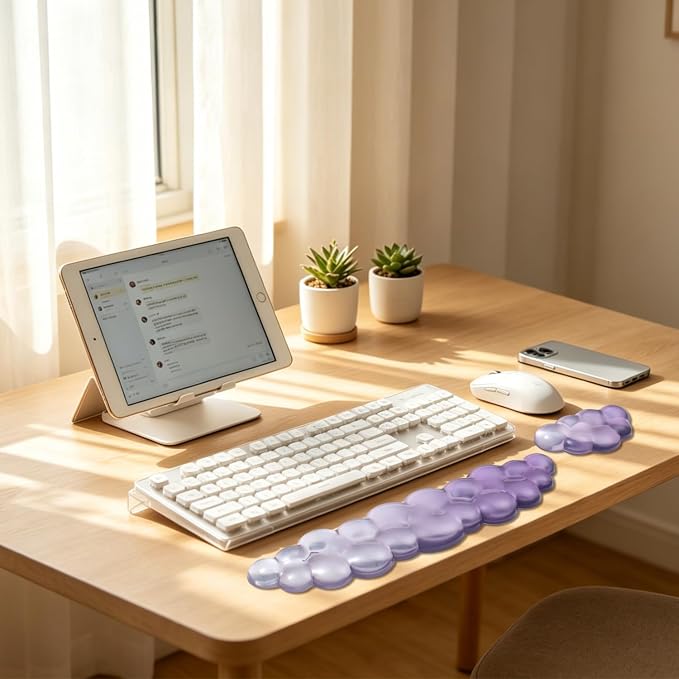 Gel Wrist Rest for Computer Keyboard and Mouse - Acrylic Keyboard Stand for Desk, Ergonomic Gradient Purple Cloud Wrist Rest for Keyboard,Laptop,Typing