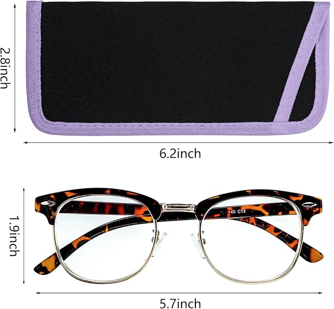 Konohan 12 Pieces Glasses Case Soft Eyeglasses Pouch Portable Eyewear Sunglasses Bag Anti Scratch, 6.1 x 2.76 Inch, 6 Colors