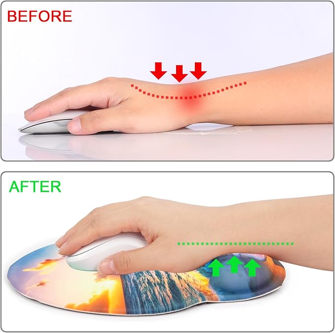 Ergonomic Mouse Pad with Wrist Rest Support,Gel Mouse Pads for Desk | Big Mousepad With Coaster Non-slip & Pain Relief for Computer, Home&Office Desk Decor