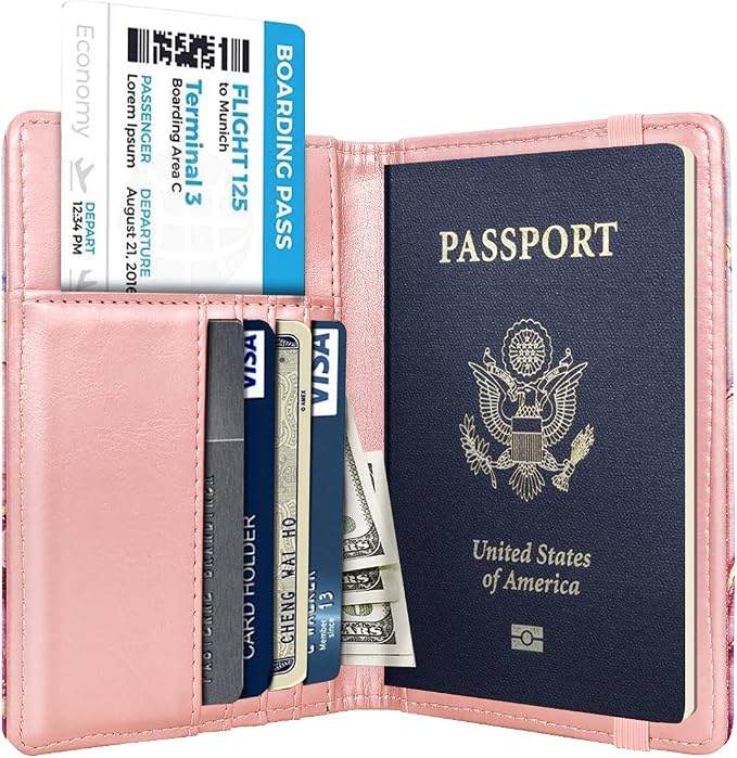 Coco Rossi Passport Holder for Travel Women Slim RFID Passport Cover Wallet | Travel Essentials, Passport Book Holders, Passport Wallet Cover Case, PU Leather, Cute, Thin, Spliced Design, Watercolor