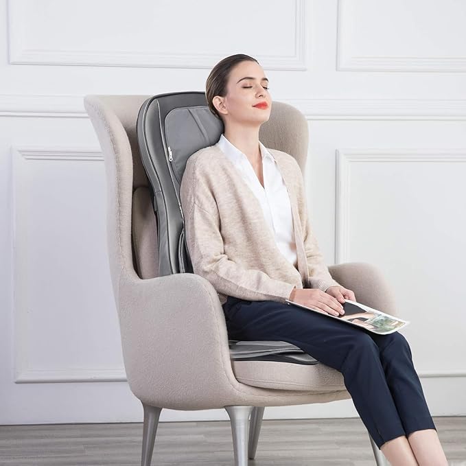 COMFIER Massager Chair with Heat, Shiatsu Neck Back Massager Portable with Compress & Rolling,Massage Chair Pad for Neck & Back,for Dad Mom Women Men