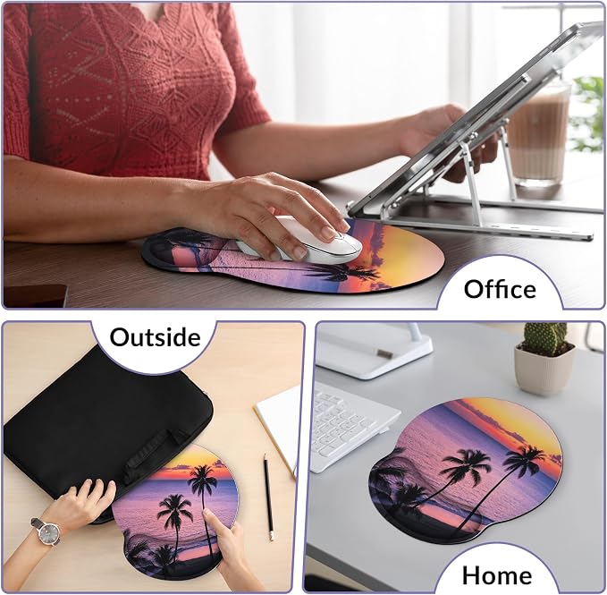 KONVINIT Ergonomic Mouse Pad with Wrist Rest, Small Mousepad with Non-Slip Rubber Base and Smooth Surface, Sunset Mouse Pads for Desk, Office Desk Accessories