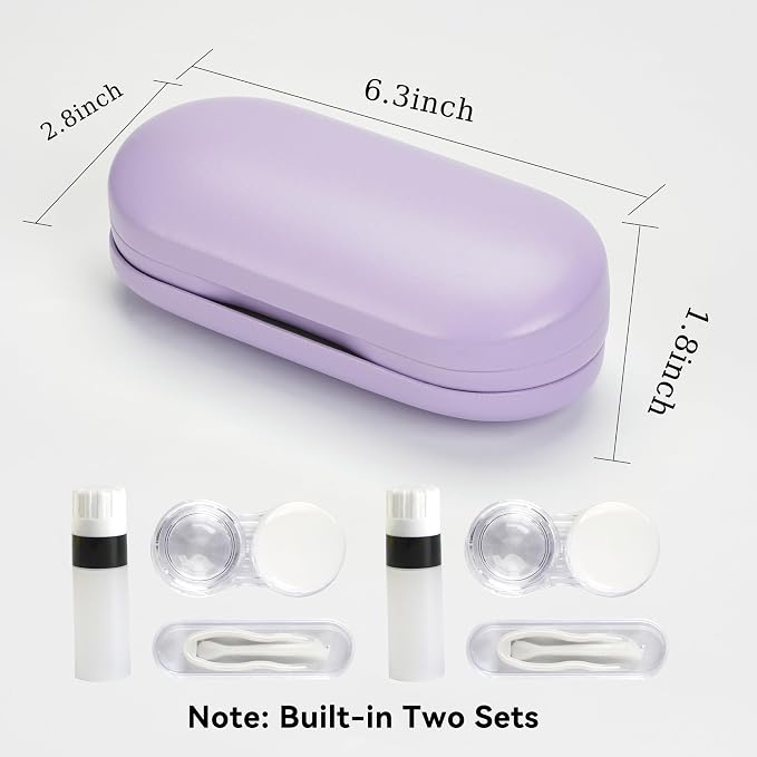 Eyeglass Case Double Sided Travel Size Cute Portable Contact Lens Box 2 in 1 Multifunction With Tool for Daily Outdoor Office