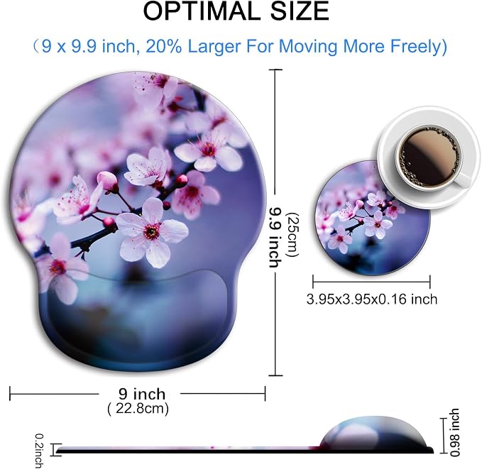 Ergonomic Mouse Pad with Wrist Rest Support,Gel Mouse Pads for Desk | Big Mousepad With Coaster Non-slip & Pain Relief for Computer, Home&Office Desk Decor