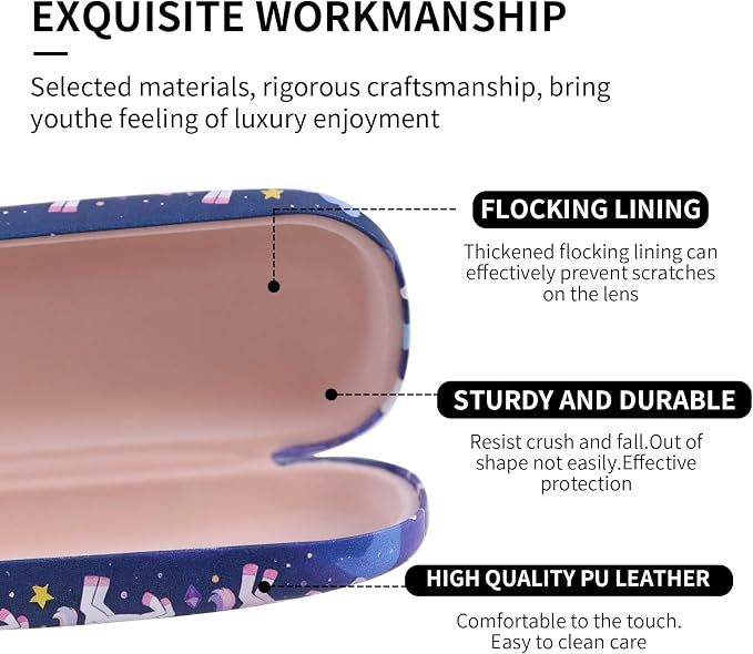 PERFECTSIGHT Hard Shell Eyeglasses Case, Kawaii Protective Glasses Case for Kids, Cute Eyeglass Case for Women Men Girls