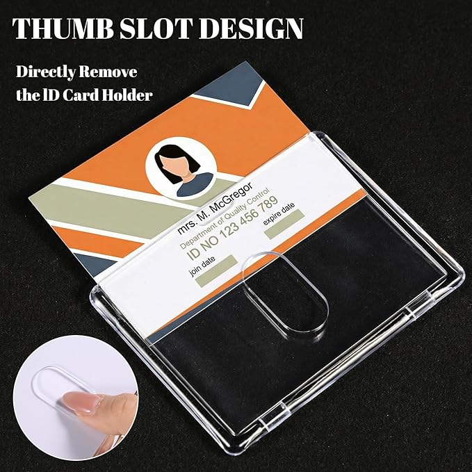 2 Set Badge Holder Retractable Clip Heavy Duty Badge Reel with Acrylic Clear Horizontal ID Card Badge Holders for Work Office Nurse Teacher Student