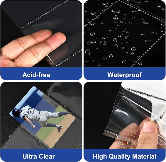 50 Pack 9 Pocket Card Sleeves Binder Sheets, Holds 900 Cards, Trading Card Sleeves for 3 Ring Binder, Protective Pages Sheets for Baseball, Football, Business, Game Cards