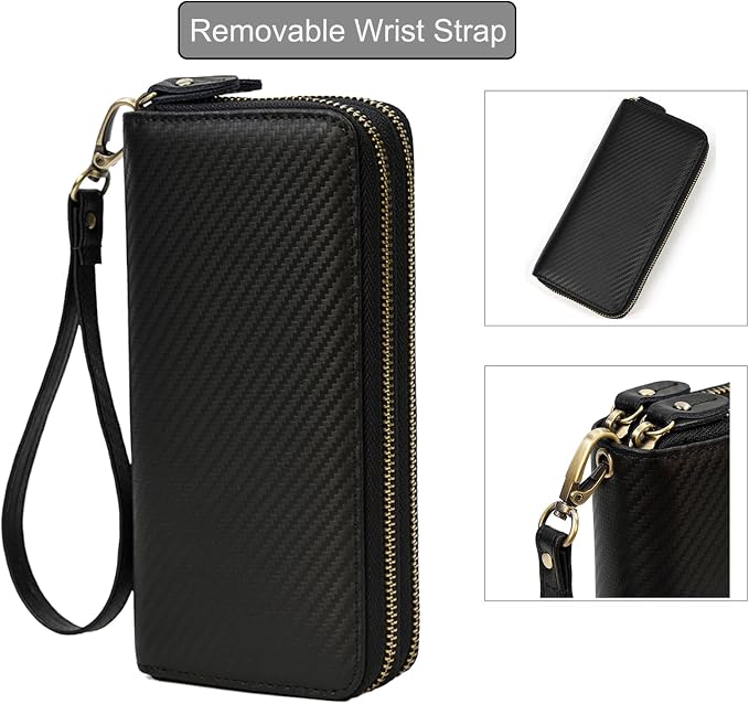 Genuine Leather Long Wallet for Men, Large Capacity Purse Clutch Bag Handbag Checkbook Cash Credit Cards Phone Holder | Large Capacity