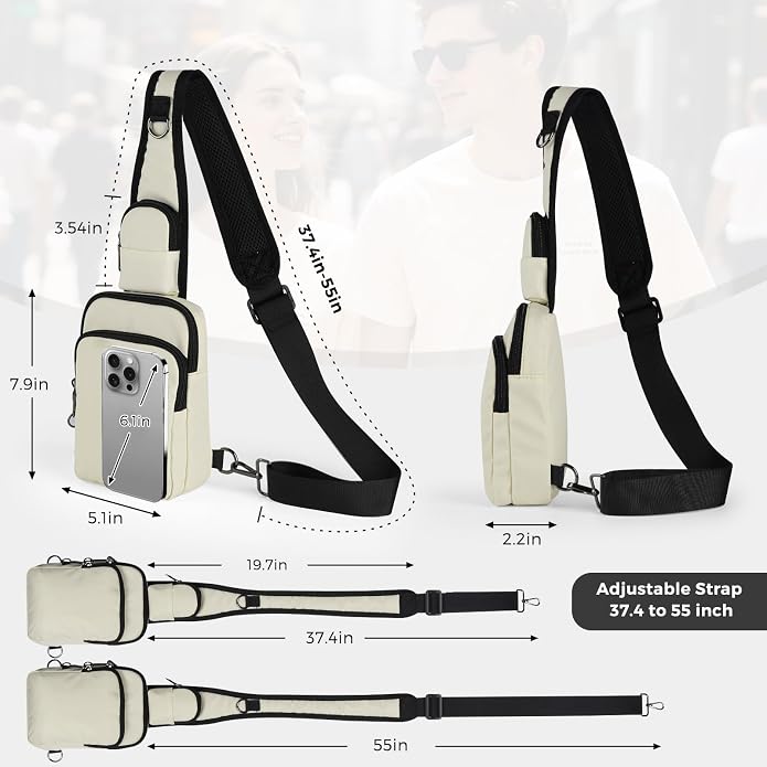 Sling Bag, Crossbody Bag with Zipper Lock, RFID Blocking & Water Resistant for Men and Women
