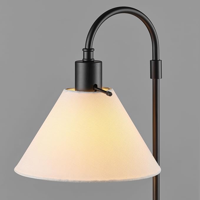 Globe Electric 20" Table Lamp, Matte Black, White Fabric Shade, Rotary Switch on Socket, 5-Foot Black Cord, Bedroom, Home Décor, Nightstand