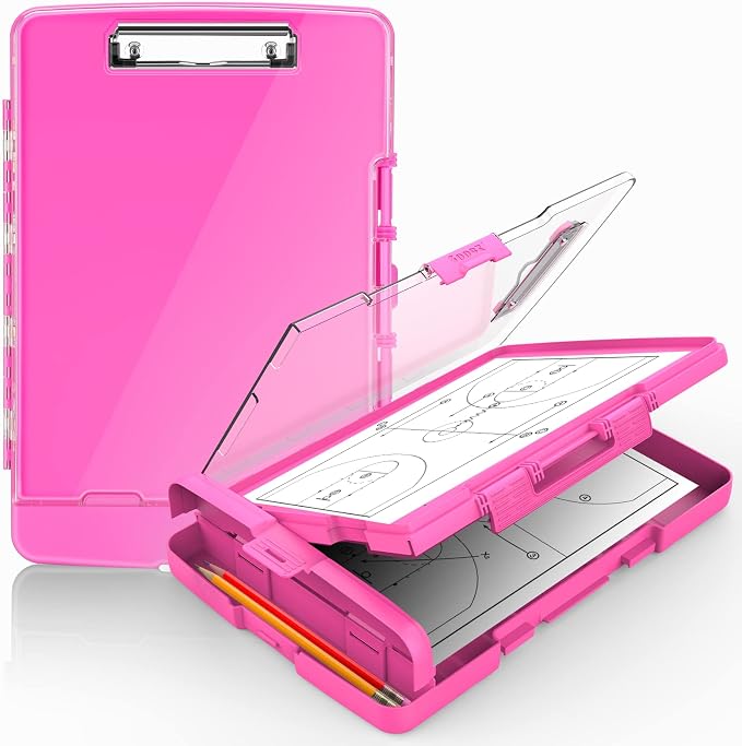 Sooez Original Clipboard with Dual Storage, Heavy Duty Clip Boards 8.5x11 | Dual Compartment, Clearview, Dry Erase, High Capacity, Real Hinge, High Capacity, Pen Holder, Coach School & Office Supplies