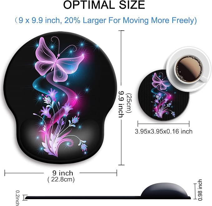 Ergonomic Mouse Pad with Wrist Rest Support,Gel Mouse Pads for Desk | Big Mousepad With Coaster Non-slip & Pain Relief for Computer, Home&Office Desk Decor