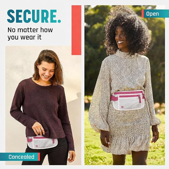 Alpha Keeper Money Belt for Travel Hidden Under Clothes – RFID Blocking Passport Holder & Slim Waist Wallet Pouch for Women & Men, Anti-Theft Travel Accessories