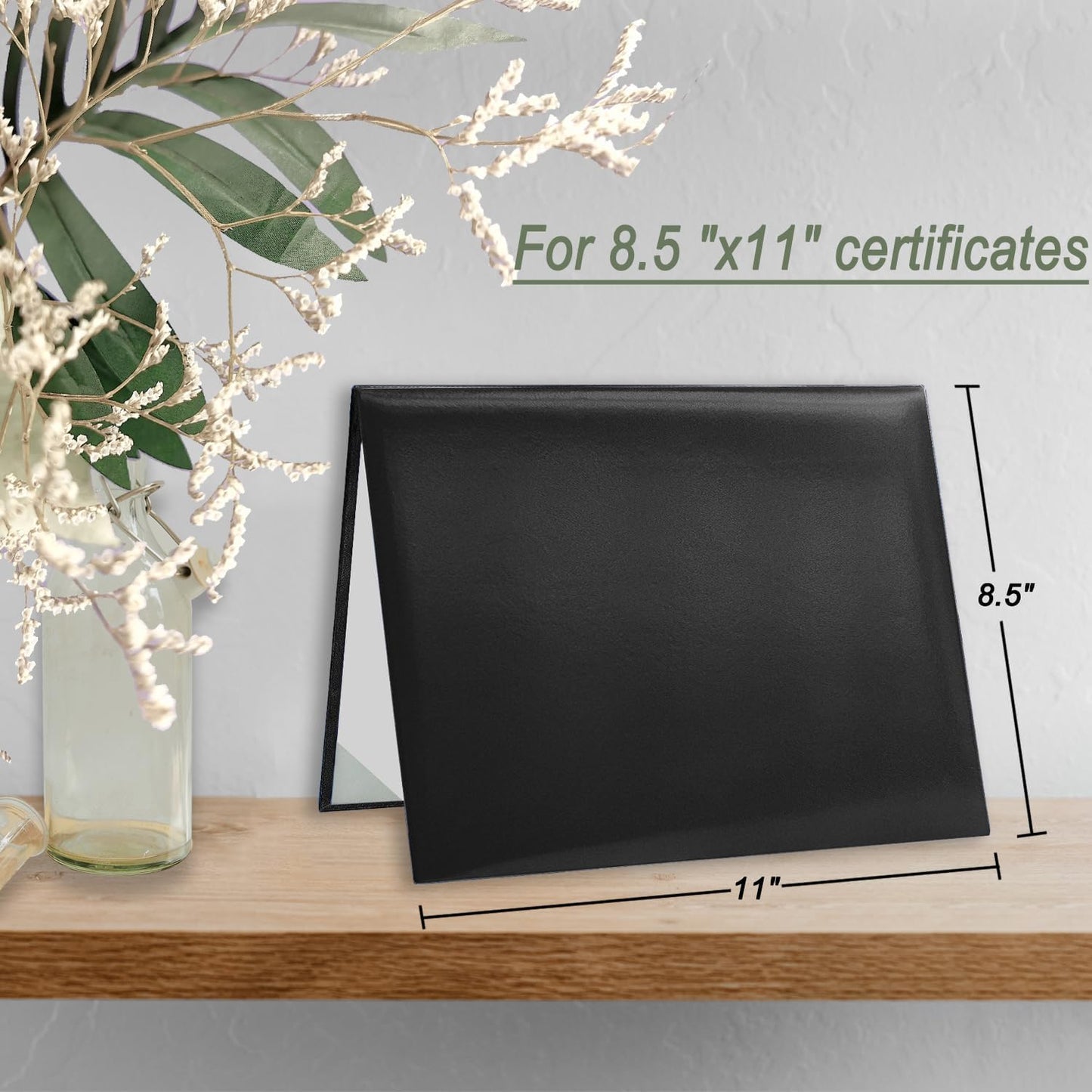 Diploma Cover 8.5x11 Inch, Graduation Certificate Holder - Elegant Faux Leather Folder for Graduation, Wedding Officiant,Black-1 Pack
