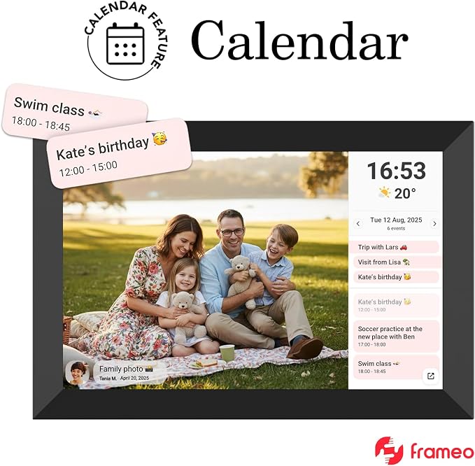 32GB FRAMEO 10.1 Inch Smart WiFi Digital Photo Frame 1280x800 IPS LCD Touch Screen, Auto-Rotate Portrait and Landscape, Built in 32GB Memory, Share Moments Instantly via Frameo App from Anywhere