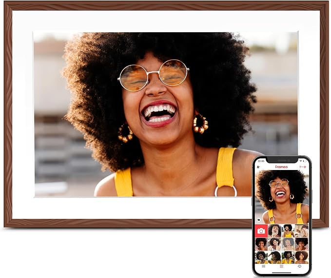 Frameo 10.1'' Digital Picture Frame WiFi, 1280 * 800 HD Touch Screen, 32GB Memory, Wall Mountable Digital Photo Frame, Auto-Rotate, Share Instantly, Wedding, Birthday Gifts for Mom