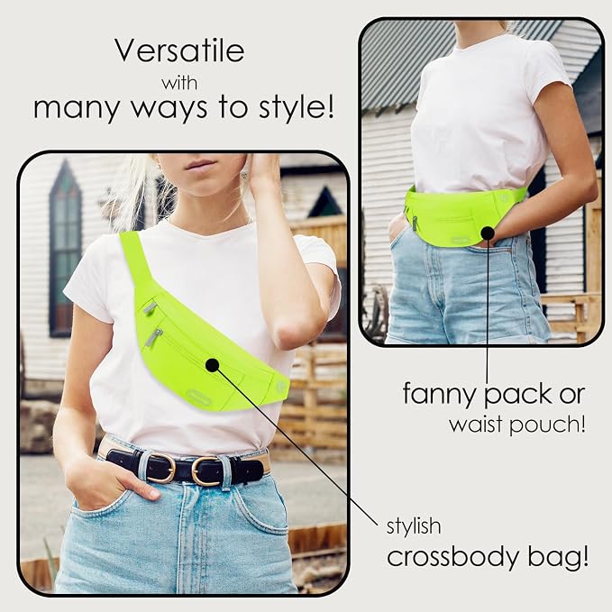 MAXTOP Neno Green Crossbody Fanny Pack Gift for Enjoy Festival Traveling | Stylish,4-Zipper Pockets,Ideal for Outdoors Sports Hiking Cycling Jogging,Best Runner Gift
