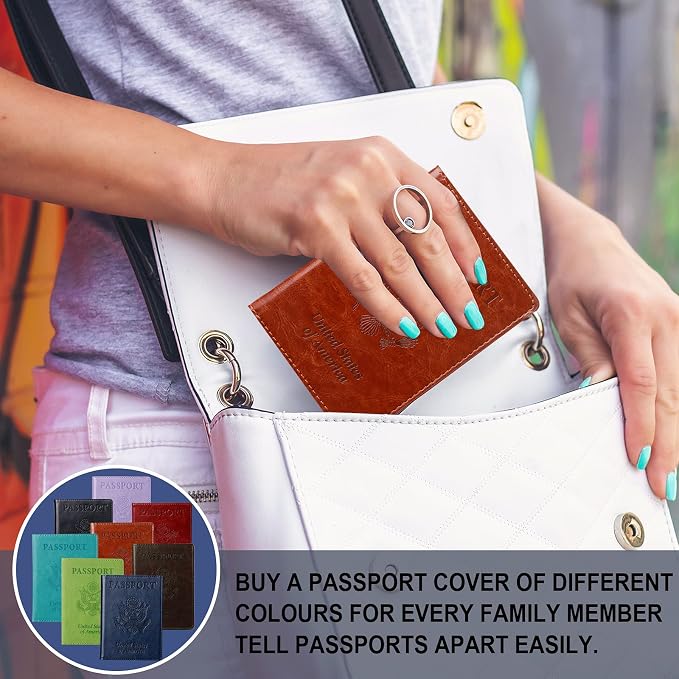 TIGARI Passport Holder for Travel Women Men, Valentines Day Gifts PU Leather Wallet Cover Case Sleeve, Waterproof Protected Document Organizer, Vacation Plane Cruise Travel Essentials
