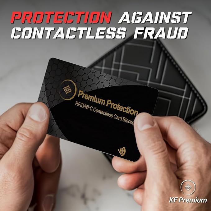RFID Blocking Card (2 Pack) - 0.9mm Ultra Thin Debit & Credit Card Protector - One Card Shields Your Whole Wallet - Anti Fraud Contactless NFC Wallet Defender for Travel & Passport