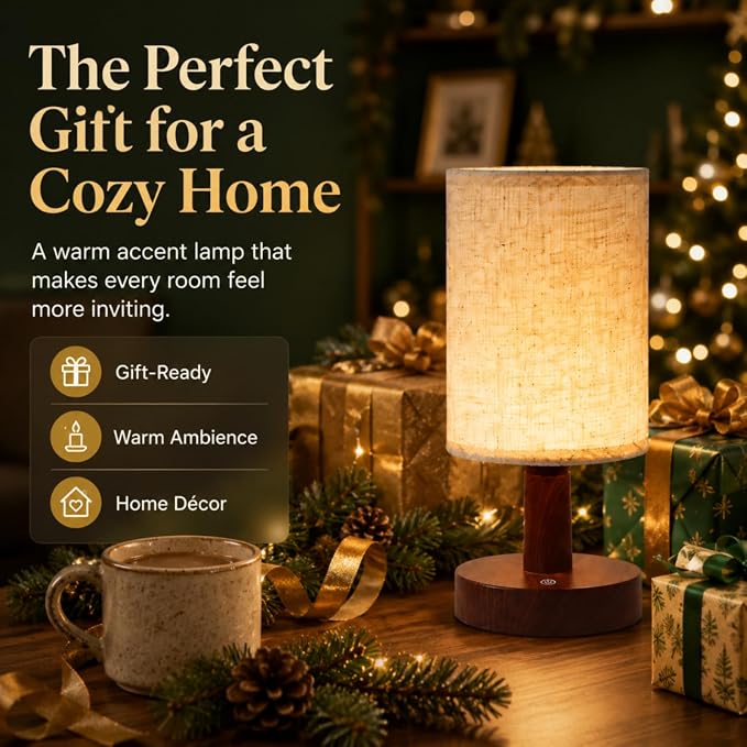 Mini Cordless Bedside Lamp, Touch Rechargeable LED Night Light | Minimalist Portable Lamp, 3 Color Modes, Stepless Dimmable, 4000mAh Battery, Decor for Bedroom & Living Room