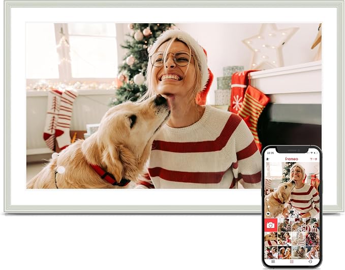Frameo 15.6" Digital Picture Frame WiFi, Large Digital Photo Frame, 1920*1080 IPS FHD Touchscreen, 32GB Storage, Instant Share Photo Video, Wall-Mountable & Tabletop Display, Gift for Mom