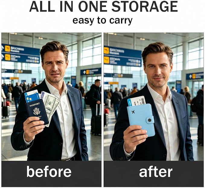 Passport Holder RFID Blocking Travel Wallet, Paradise Blue | Passport Cover with Multiple Card Slots, Water-Resistant & Easy-Carry, Must-Have Travel Accessory for Men & Women.