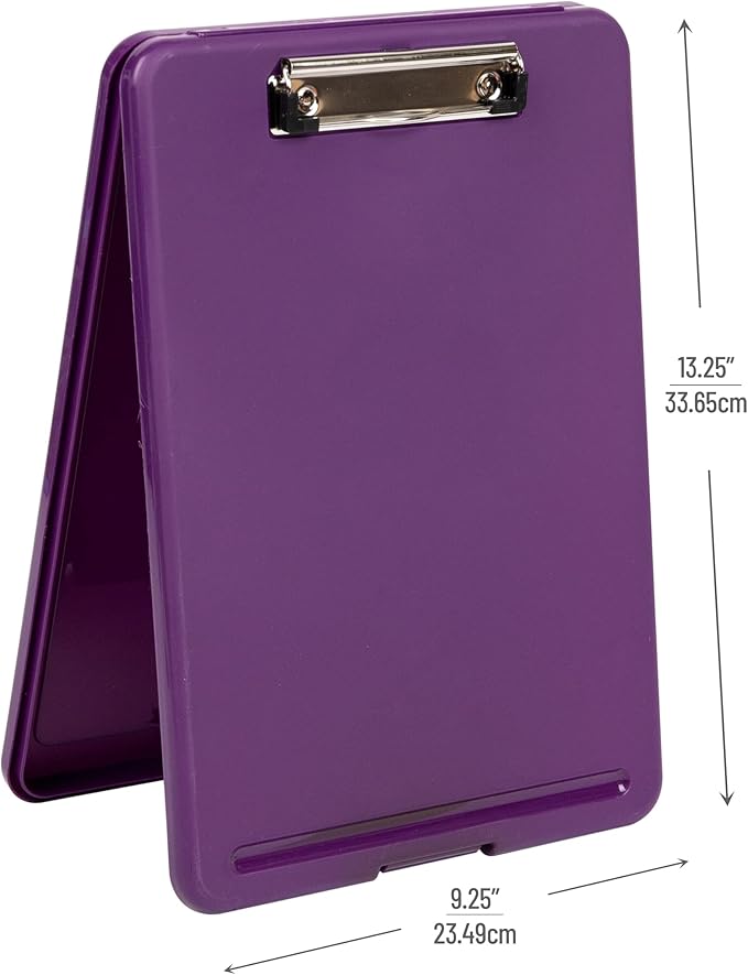 Mind Reader Clipboard with Storage, Teacher, Nursing Clipboard, Plastic, 9.25"L x 13.25"W x 1"H, Set of 6, Assorted Colors